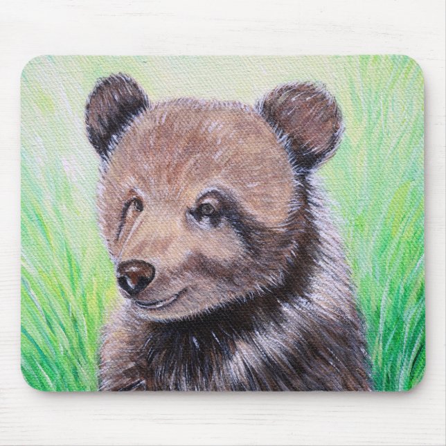 Baby Grizzly Bear Painting Maus Pad Mousepad (Vorne)