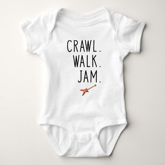 Baby Guitar Rock Music - Crawl Walk Jam Guitar Baby Strampler (Vorderseite)