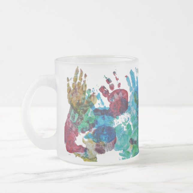 Baby handprints mit kundenspezifischem Text Mattglastasse (Links)