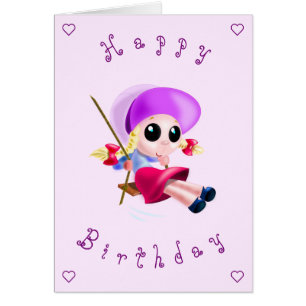 Baby Happy Birthday Card Kleines Mädchen Schwingen