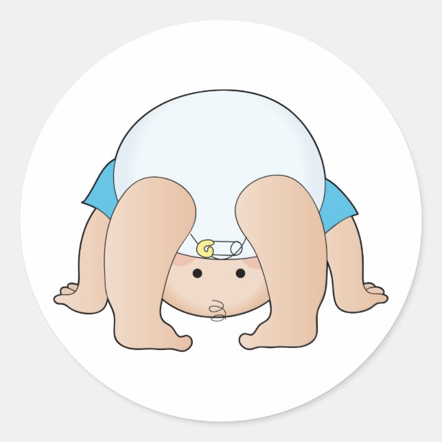 Baby Head Boy Runder Aufkleber (Vorderseite)