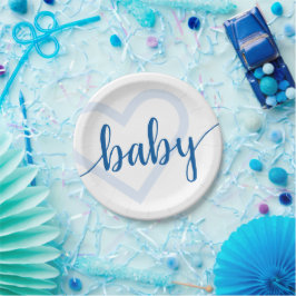 Baby Heart | Cerulean Blue Classic Blüh Script Pappteller