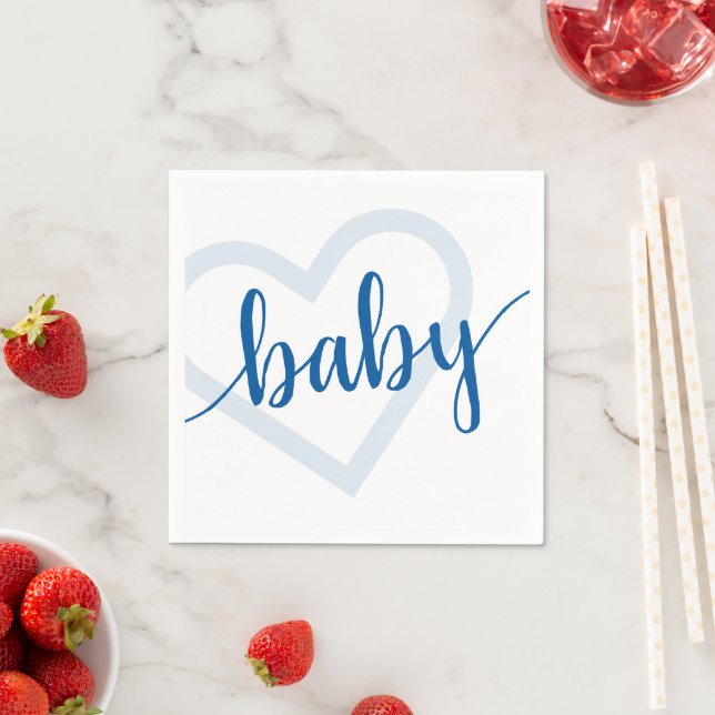 Baby Heart | Cerulean Blue Classic Blüh Script Serviette (Beispiel)