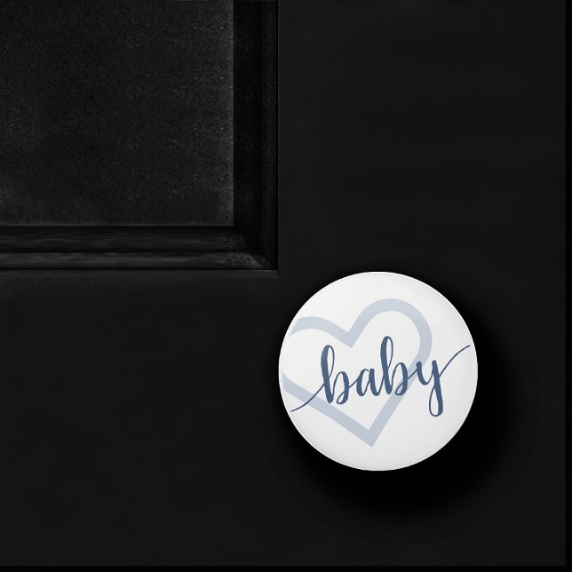 Baby Heart | Dusty Slate Blue Blühe Script Keramikknauf (Von Creator hochgeladen)