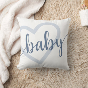 Baby Heart   Dusty Slate Blue Blühe Script Kissen