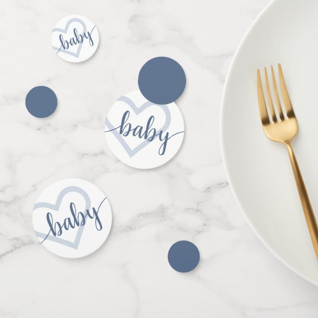 Baby Heart | Dusty Slate Blue Blühe Script Konfetti (Gruppe)