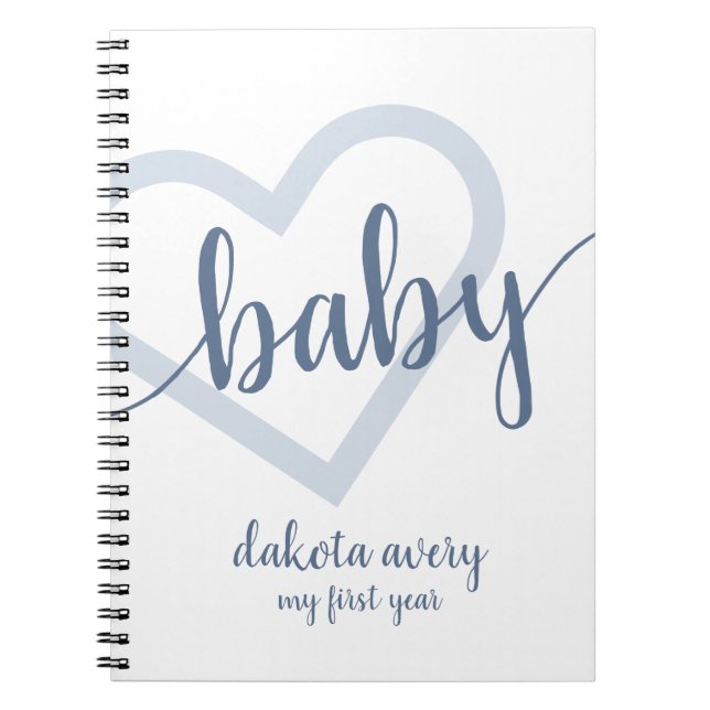 Baby Heart | Dusty Slate Blue Blühe Script Notizblock (Vorderseite)