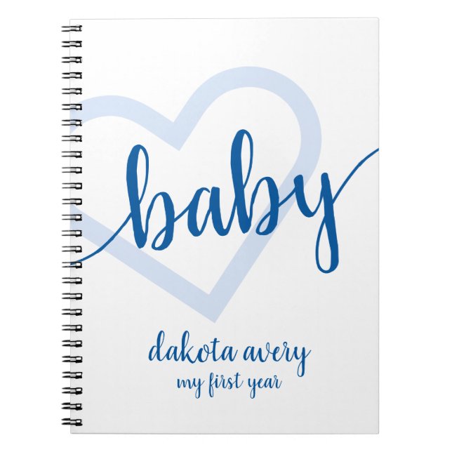Baby Heart | Helles Classic Blue Blüh Script Notizblock (Vorderseite)