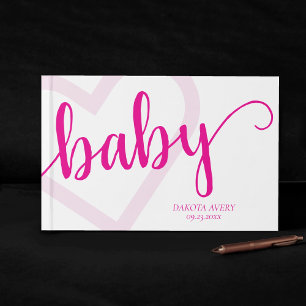 Baby Heart Hot Pink Magenta Blühe Skript Gästebuch