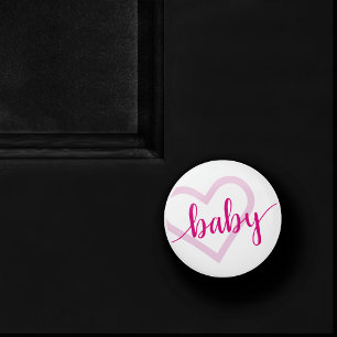 Baby Heart Hot Pink Magenta Blühe Skript Keramikknauf