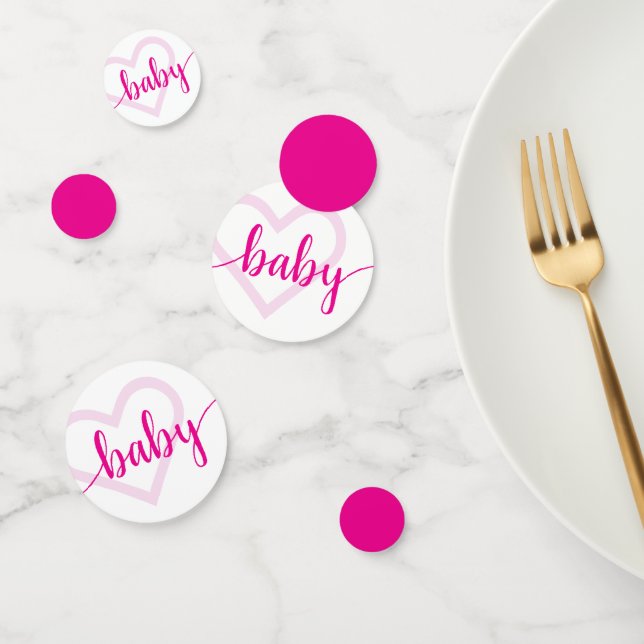 Baby Heart | Hot Pink Magenta Blühe Skript Konfetti (Gruppe)