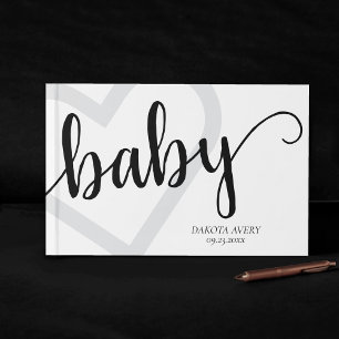 Baby Heart   Klassisches Schwarzes Skript Geblüht Gästebuch