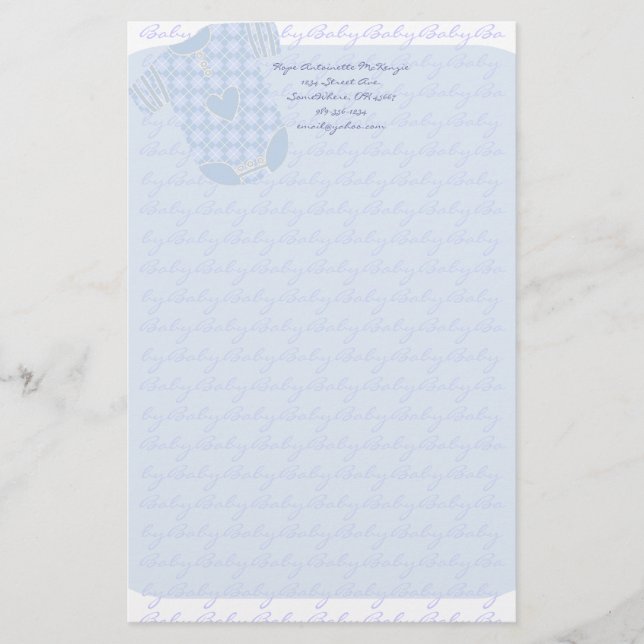 Baby Heart Rattle Raute Onsie Baby Blue Briefpapier (Vorderseite)