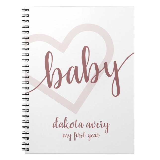 Baby Heart | Wüste Rose Taupe Blühte Custom Notizblock (Vorderseite)