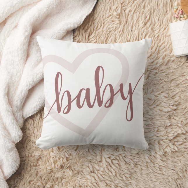 Baby Heart | Wüste Rose Taupe Blühte Skript Kissen (Decke)
