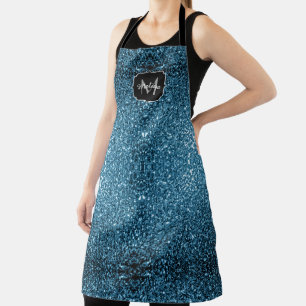 Baby hellblaues falsches Glitter Funkeln Monogramm Schürze