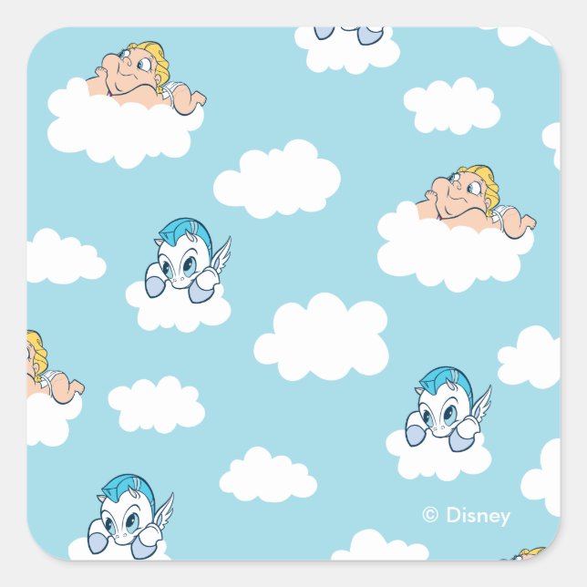 Baby Hercules and Pegasus Cloud Pattern Square Sti Quadratischer Aufkleber (Vorderseite)