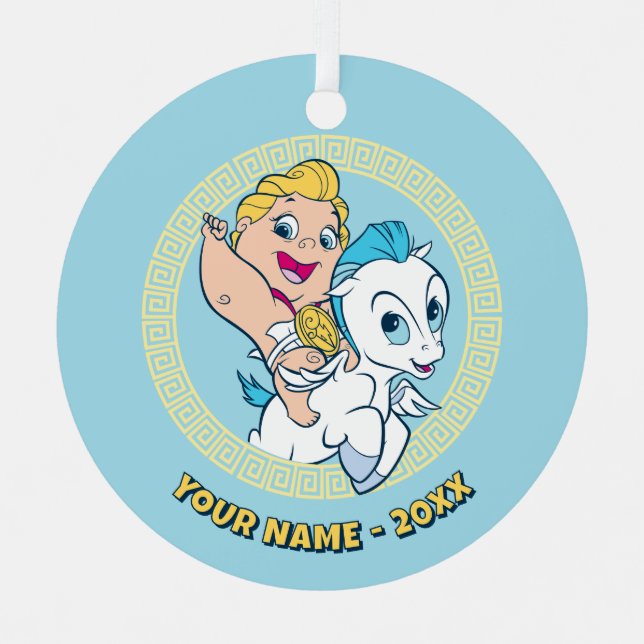 Baby Hercules Riding Pegasus Metal Ornament (Vorderseite)