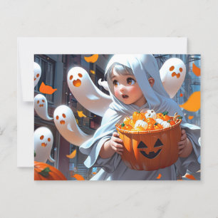 Baby-Hexe mit Geist Postkarte