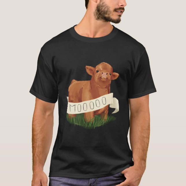 Baby Highland Cow Calf - Niedlich Farm Animal Illu T-Shirt (Vorderseite)