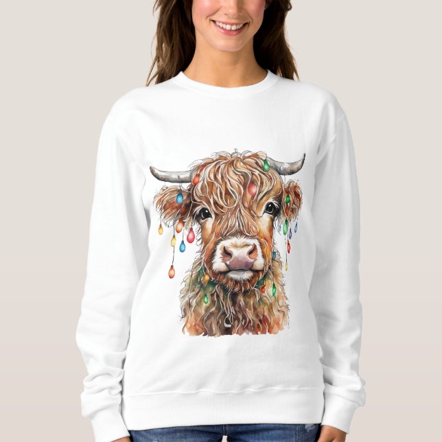 Baby Highland Cow Christmas Sweatshirt (Vorderseite)