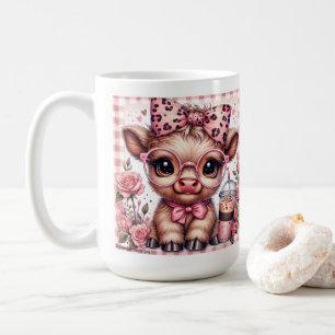 Baby Highland Cow Coquette Leopard Bow Iced Coffee Kaffeetasse