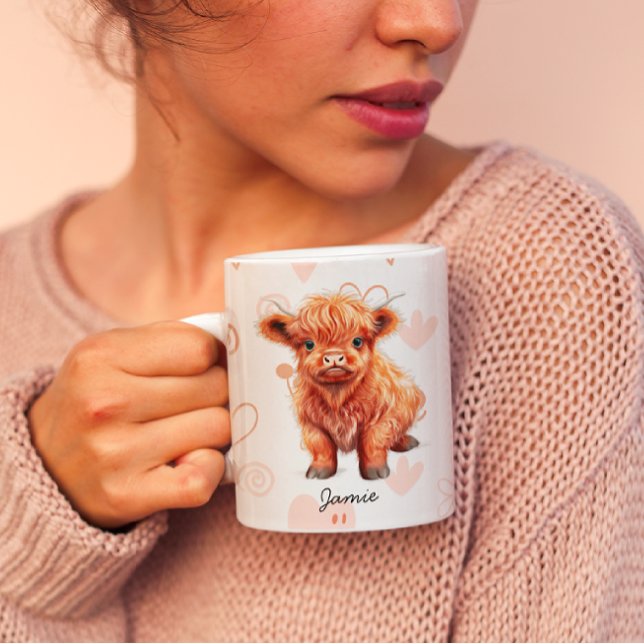 Baby Highland Cow Individuelle Name Tasse (Von Creator hochgeladen)
