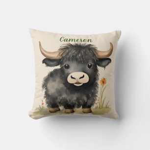 Baby Highland Cow Neutral Personalisiert Kissen