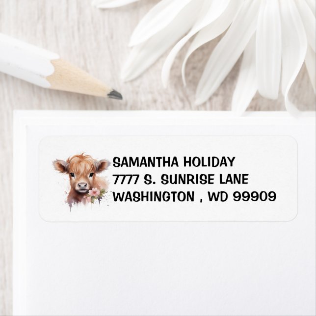 Baby Highland Cow Spring Watercolor (Insitu)