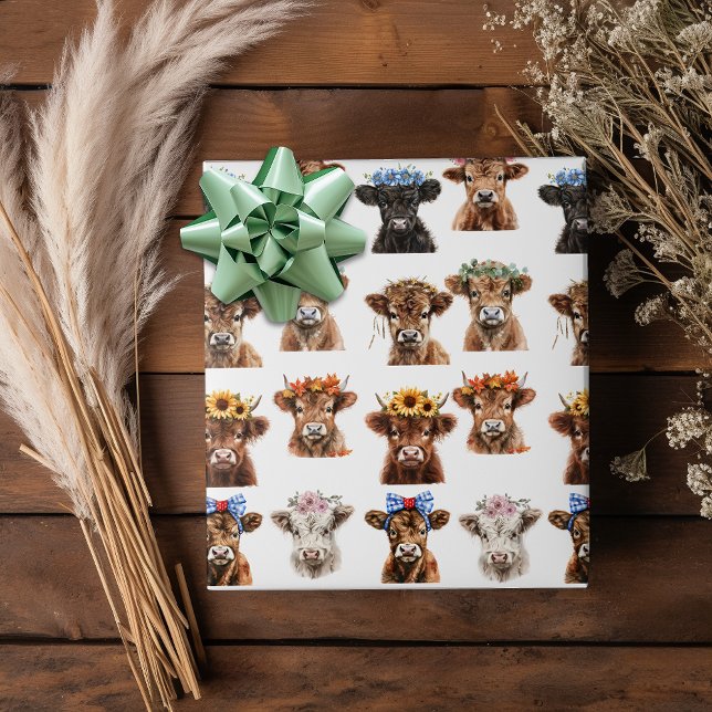Baby Highland Cows Dusche Geburtstag Geschenkpapier (Von Creator hochgeladen)