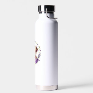Baby Highland Kuh mit violetten Blumen Schottische Trinkflasche