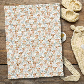 Baby Highland Kuh Pastell Blumen Kinderzimmer Fleecedecke