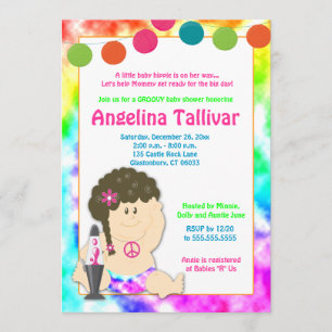 Baby Hippie 60er 70er Groovy Baby Shower (Girl) Einladung