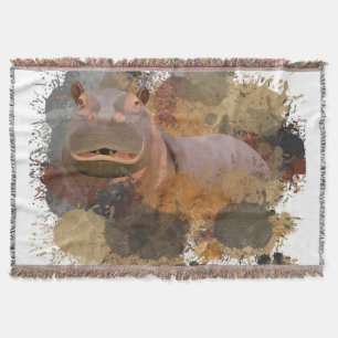 Baby Hippo Abstrakt Paint Spritzer Wildlife Decke