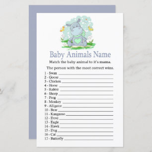 Baby Hippo Baby Animals Name Game