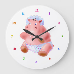 Baby Hippo Clock Große Wanduhr