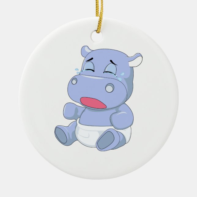Baby Hippo Cry Keramikornament (Vorne)