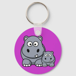 Baby Hippo Familie, Niedliche Wild Safari Schlüsselanhänger