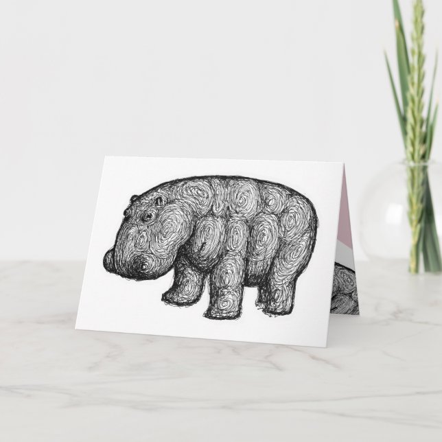 Baby Hippo Liebe Valentine Card Feiertagskarte (Vorderseite)