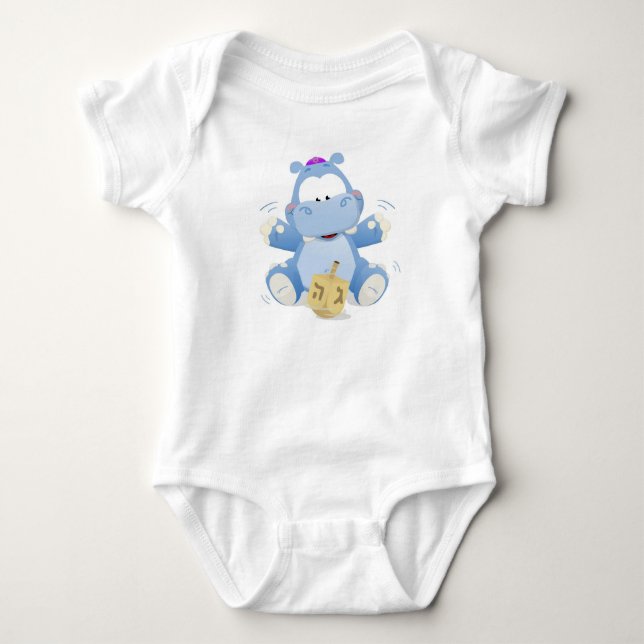 Baby Hippo mit Dreidel Strampler (Vorderseite)