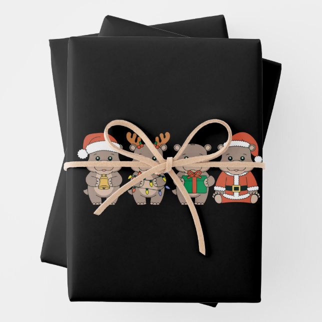 Baby Hippo Moo Deng Weihnachten Geschenkpapier Set (Beispiel)