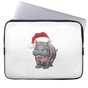 Baby Hippo Moo Deng Weihnachtsfest Shirt für Kinde Laptopschutzhülle