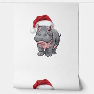 Baby Hippo Moo Deng Weihnachtsfest Shirt für Kinde Tapete