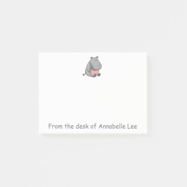 Baby Hippo Post-it Klebezettel (Vorderseite)