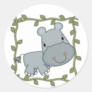 Baby Hippo T - Shirt und Geschenke Runder Aufkleber