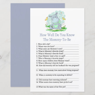 Baby Hippo Wie gut kennen Sie Babyduschenspiel?