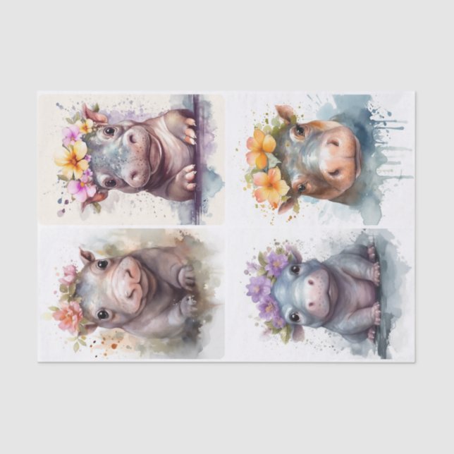 Baby Hippos Seidenpapier (Vorderseite)