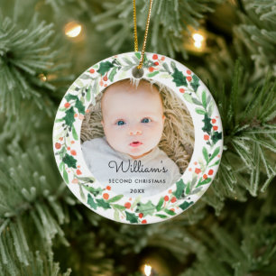 Baby Holiday Foto Christmas Keramik Ornament