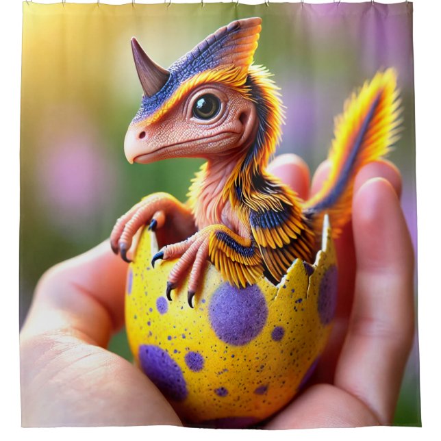 Baby Horned Dinosaur Duschvorhang (Vorderseite)