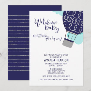 Baby Hot Air Ballon Babydusche Einladung